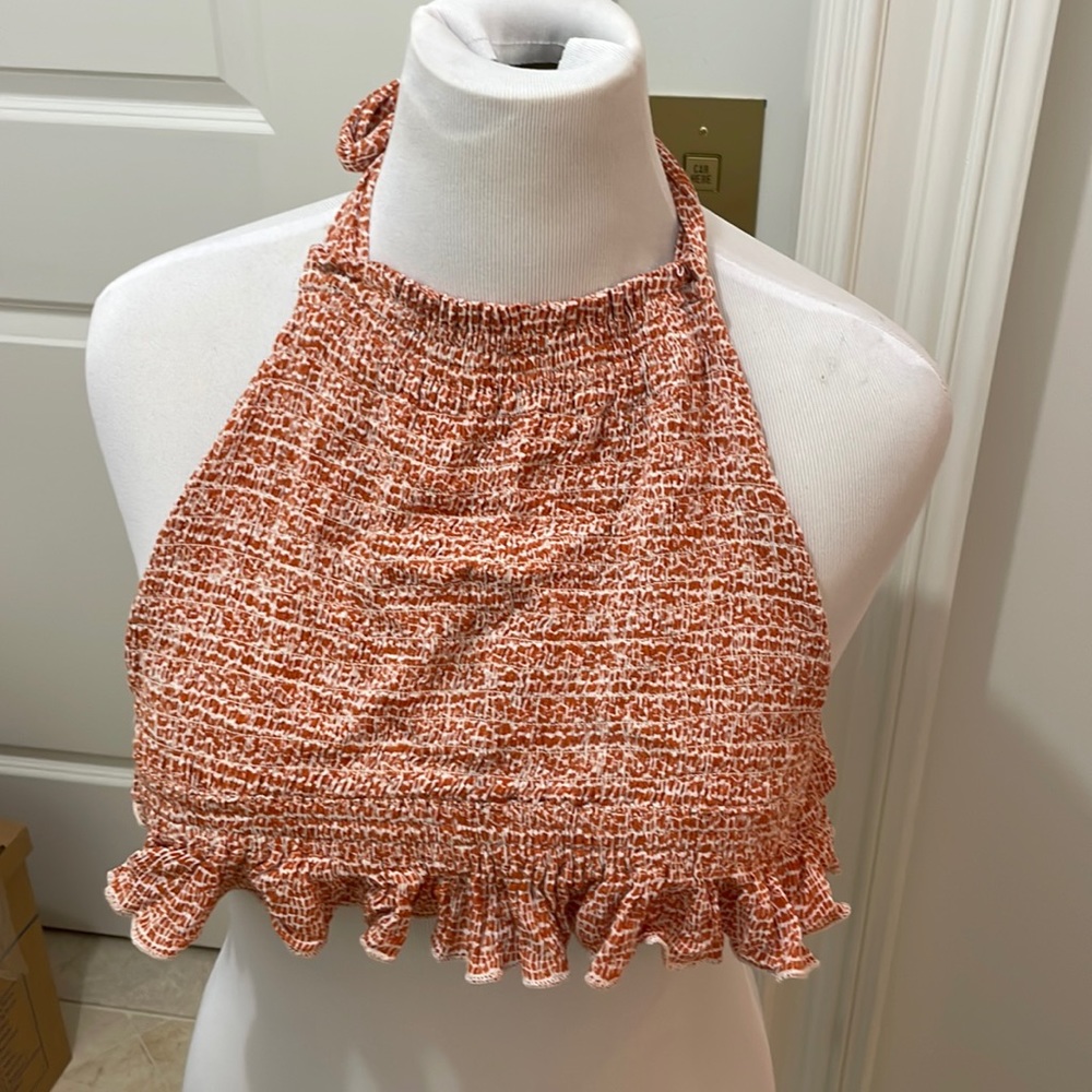 Skylar and Madison orange halter top